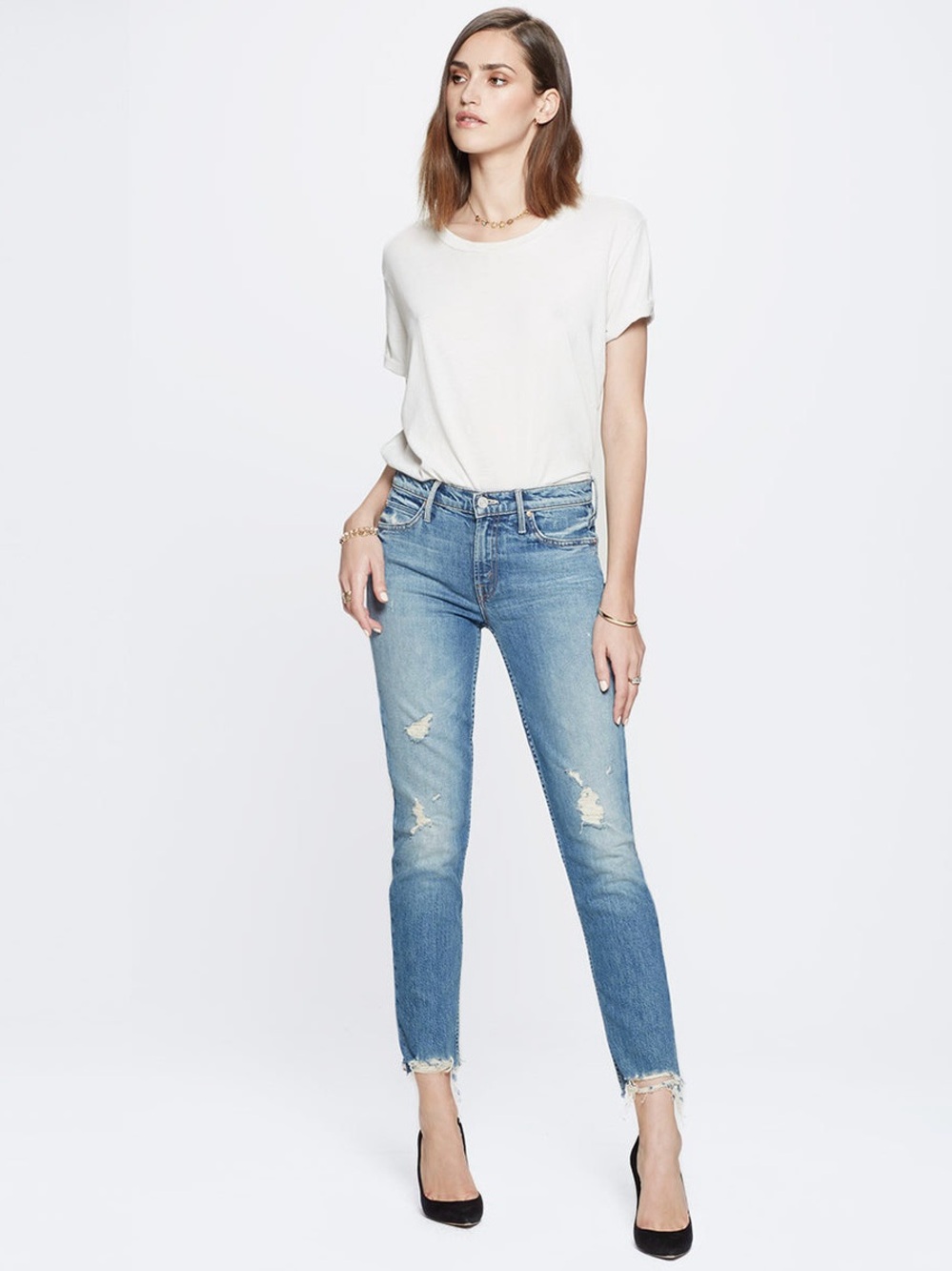 MOTHER The Flirt Cold Feel Jeans Slim Straight Stretch Denim 27